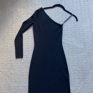 Elizabeth and James One-Shoulder Black Dress